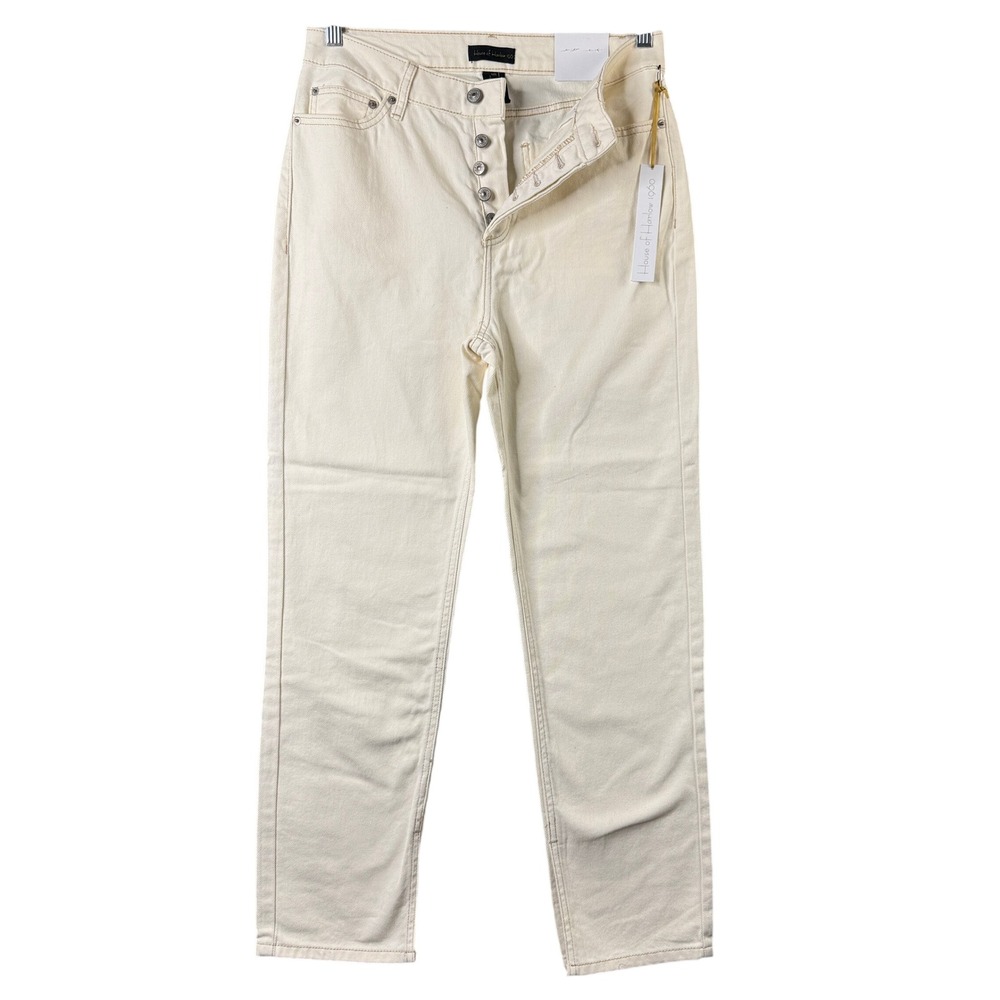 House of Harlow‎ 1960 Super High Rise Straight Leg Jeans Cream Ivory Size 28 NEW